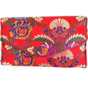 Colorful Red Asian Print Fabric Clutch